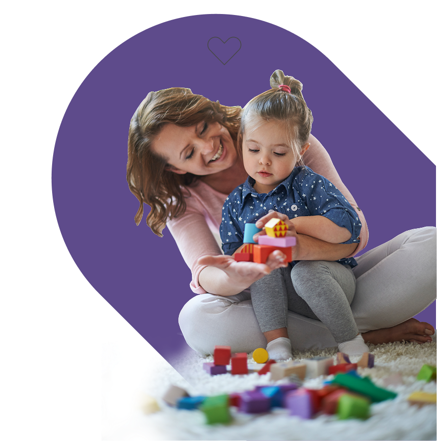 Frame 1 new woman playing blocks with child